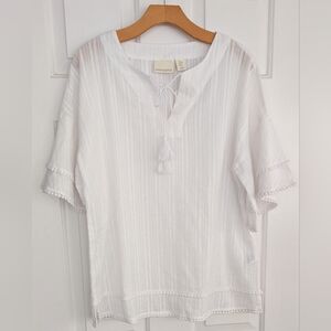 Cynthia Rowley White Textured Blouse